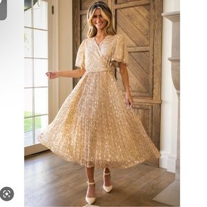 Ivy City co Goldie dress in Champagne